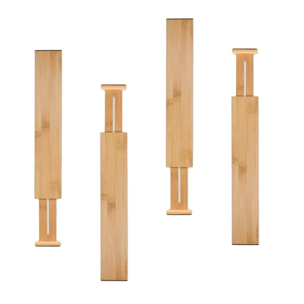  SpaceAid - Separadores de cajones de bambú con etiquetas,  organizadores de cajones ajustables de cocina, organización ampliable para  el hogar, oficina, cómodas y baño, 6 divisores (13.25-17 pulgadas) : Hogar  y Cocina