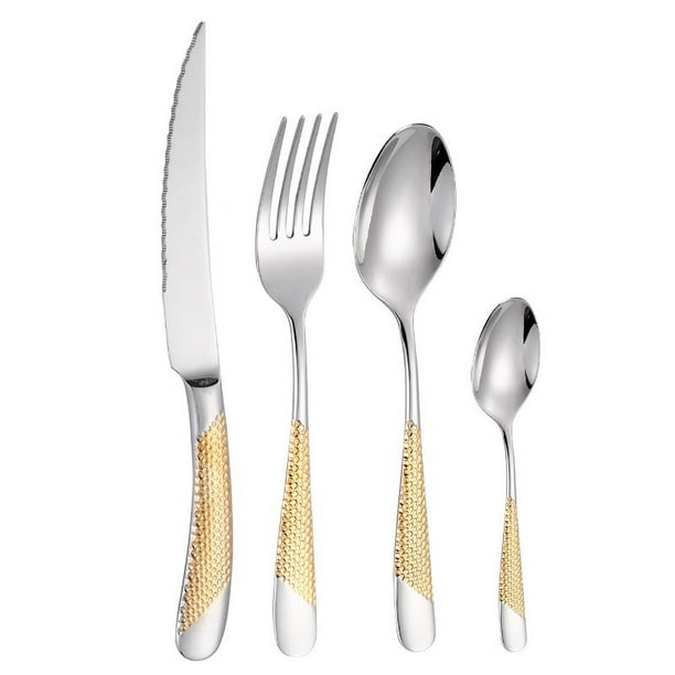 12 tenedores dorados de acero inoxidable, tenedores para cubiertos, juego  de 12 tenedores para cubiertos, aptos para lavavajillas