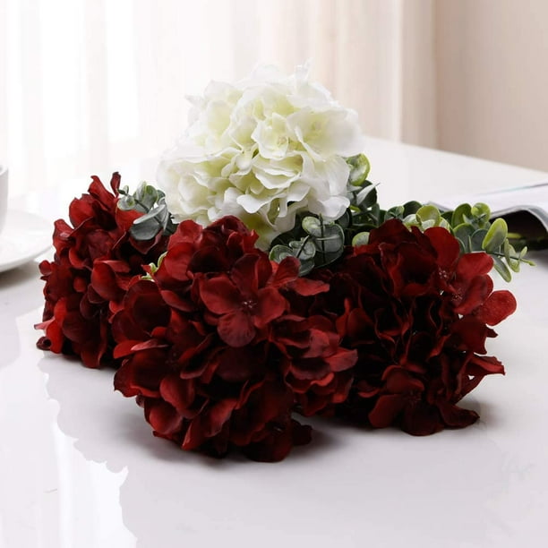 Hortensias artificiales, cabeza de flores de seda de hortensia