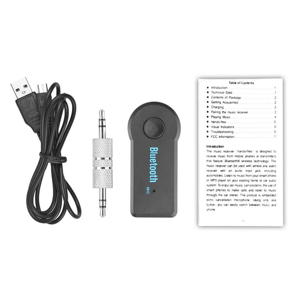 Adaptador de receptor Bluetooth USB, adaptador de audio inalámbrico de  0.138 in, kit de automóvil, receptor de música para el sistema de sonido