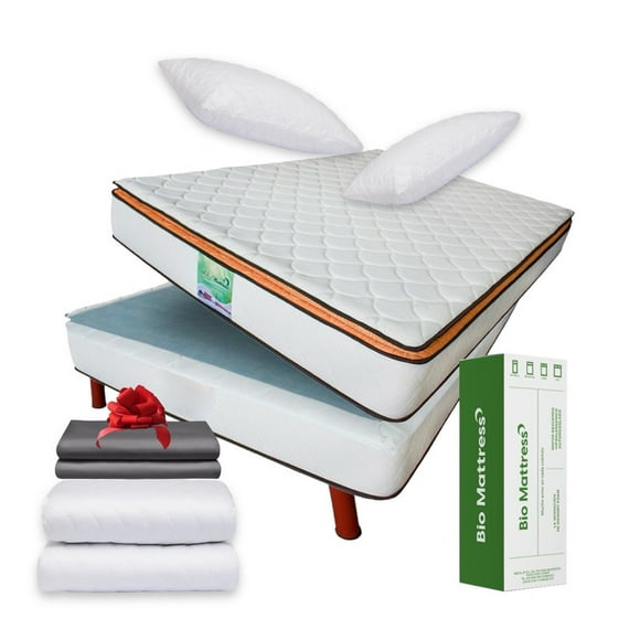 colchón queen size de memory foam bio cotton  box  2 almohadas  juego de sábanas de bamboo  protecto de colchón