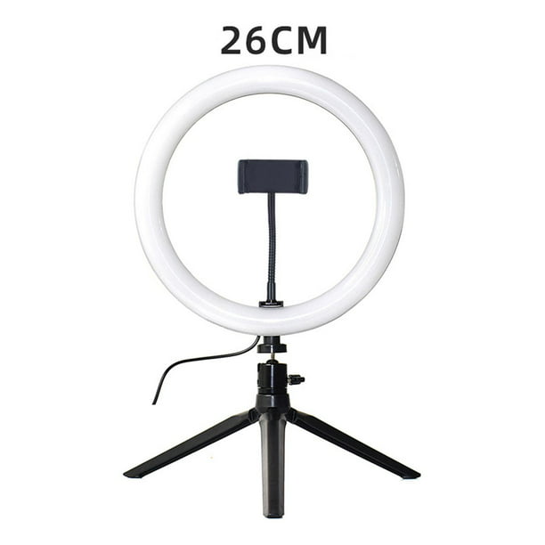 Luz de de Selfie con soporte de trípode-luz de Halo circular LED con  soporte de teléfono móvil para transmisión /MAQUILLAJE/grabación de 10  pulgadas Macarena Luz de anillo de fotografía