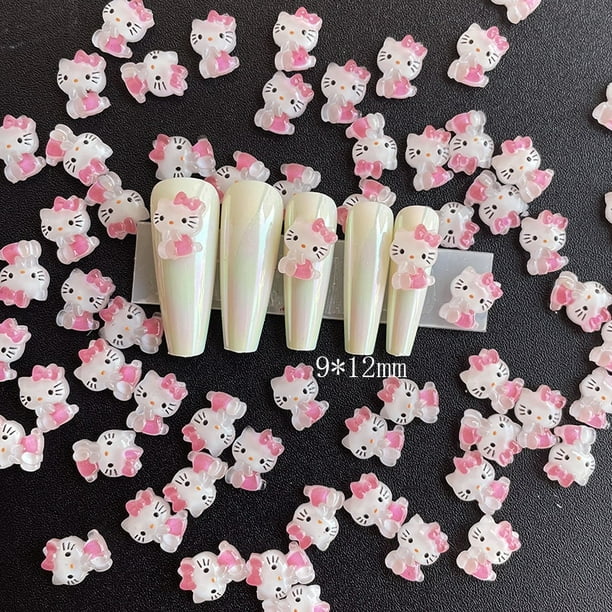 Hello Kitty-Accesorios de joyería para uñas, set de 20 piezas de resina,  Sanrio, Cinnamoroll, Kuromi, My Melody, modelo de dibujos animados,  Material de regalo para manualidades