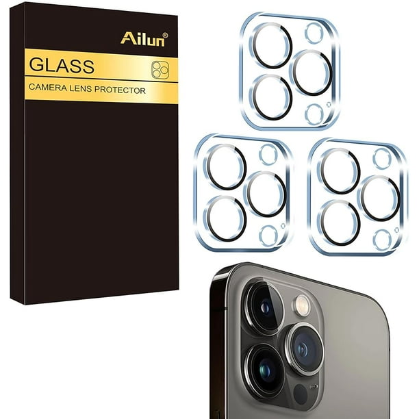 Ailun Paquete de 3 protectores de lente de cámara para iPhone 15 Pro 6.1 y iPhone  15 Pro Max 6.7, vidrio templado, dureza 9H, Ultra HD, antiarañazos, fácil  de instalar, compatible con