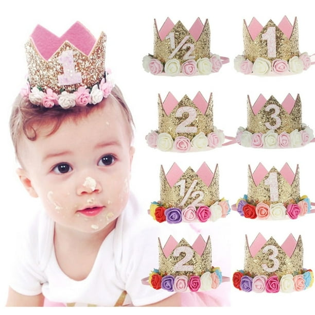 Sombrero de corona para bebé de 1 A 1/2 años, decoración para fiesta de  primer cumpleaños, 1er Cheer Girl, medio año, accesorios para fotos de  fiesta de cumpleaños - AliExpress