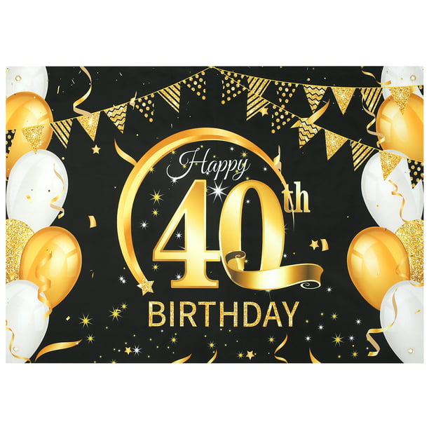 Decoraciones de cumpleaños 60 en negro y oro, pancarta de feliz