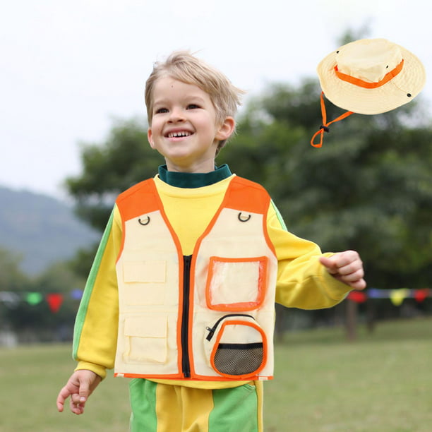 de exploración al aire libre para niño disfraces de juego de rol, conjunto  de chaleco y sombrero de Baoblaze Disfraz de explorador infantil