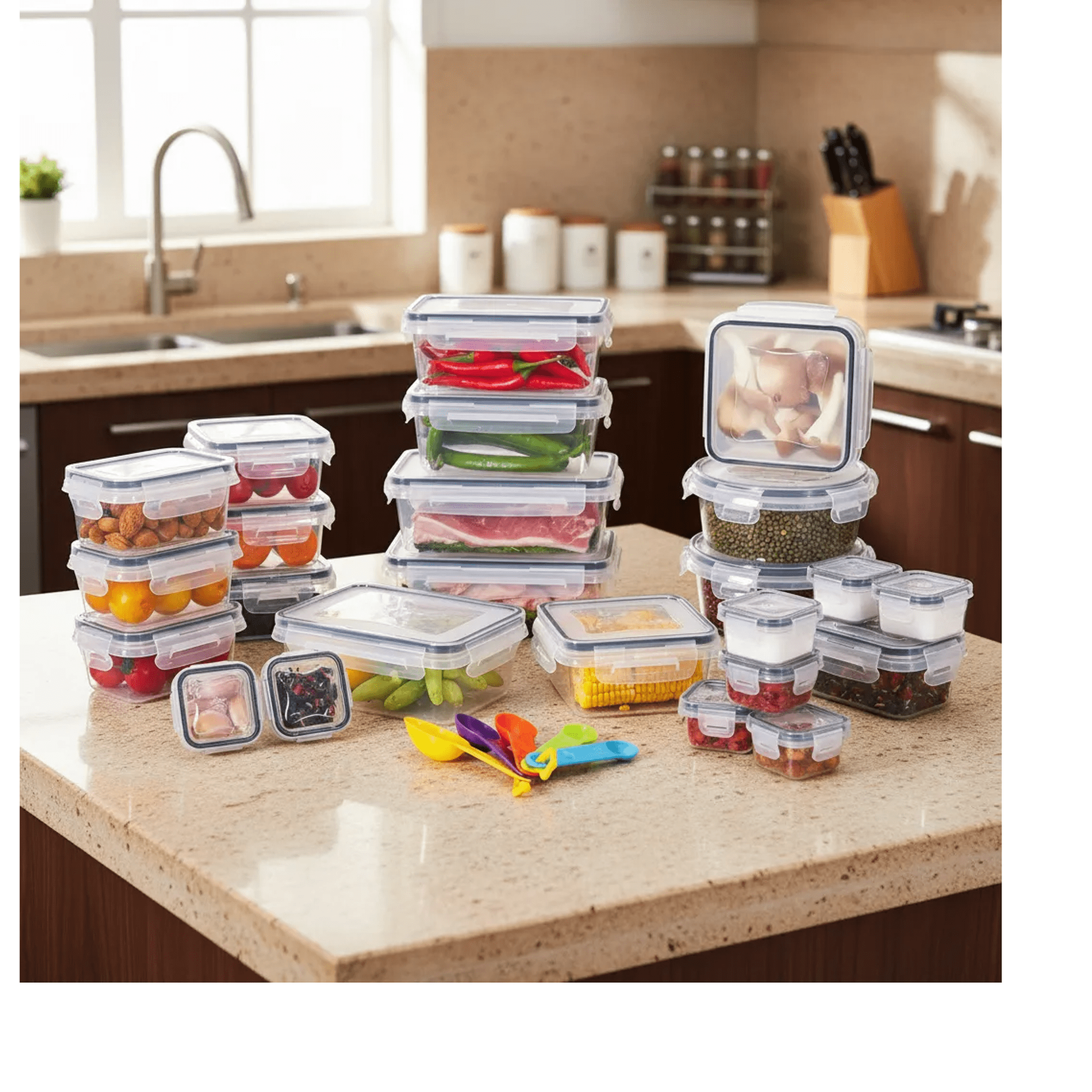 24 pzs recipientes herméticos de almacenamiento de cocina xtellar transparente