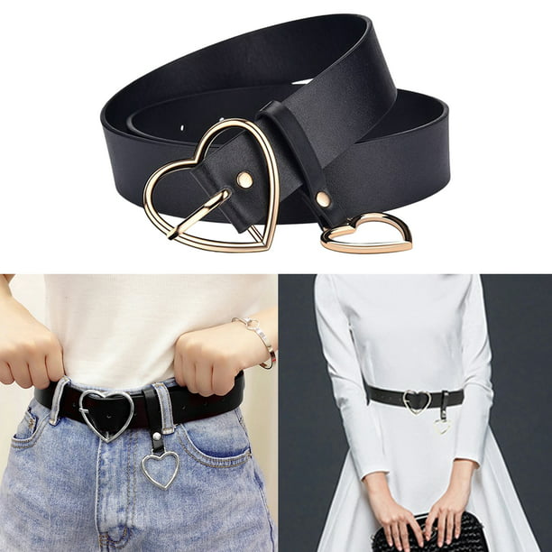 Cinturones para Mujer con Hebil Cinturón Sintética de Moda Informal - Oro  Sunnimix Cinturón de cintura para mujer para jeans