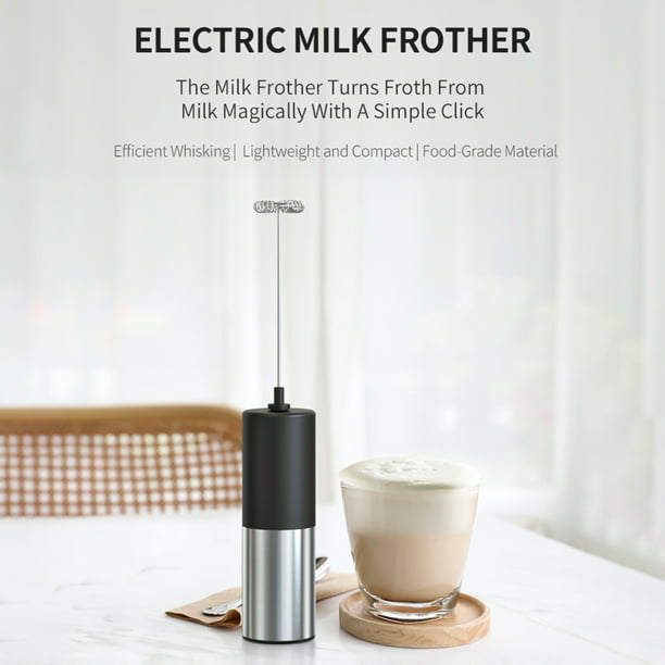 Mini espumador eléctrico de leche, espumador de leche de mano de acero  inoxidable de grado alimenticio, batidor de espuma a pilas para café,  matcha