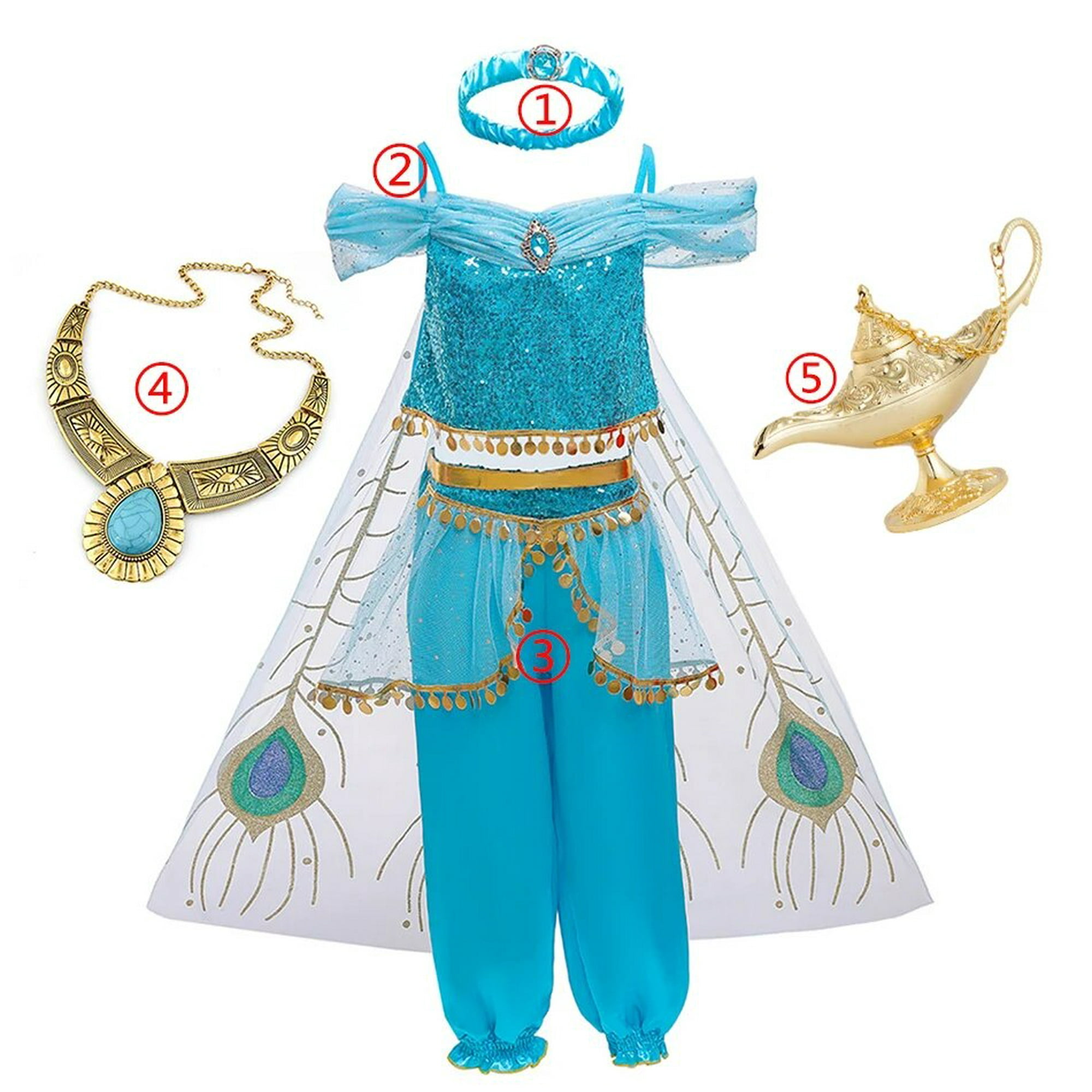 Disfraz de princesa Jasmine de Aladdin, disfraz de carnaval, accesorios de  Cosplay para Halloween, t Estilo Azteca