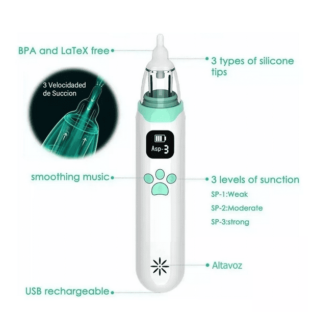Aspirador Nasal Eléctrico Belug Verde/Blanco Para Bebe