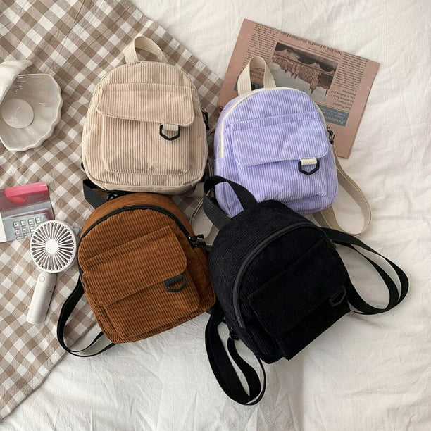 Mini mochila de moda para mujer, mochilas pequeñas de pana de Color sólido,  mochilas simples e informales para estudiantes, mochilas de viaje,  2022Khaki1 Fivean unisex