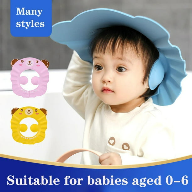 Paquete de 3 gorros de ducha para bebé, visera de baño para niños pequeños,  gorra de protección de ducha, protector de lavado de cabello suave