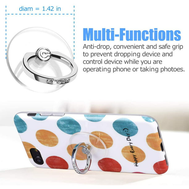 Soporte de anillo para teléfono celular, rotación de 360 grados, soporte de  anillo de teléfono transparente, soporte de anillo de dedo compatible con