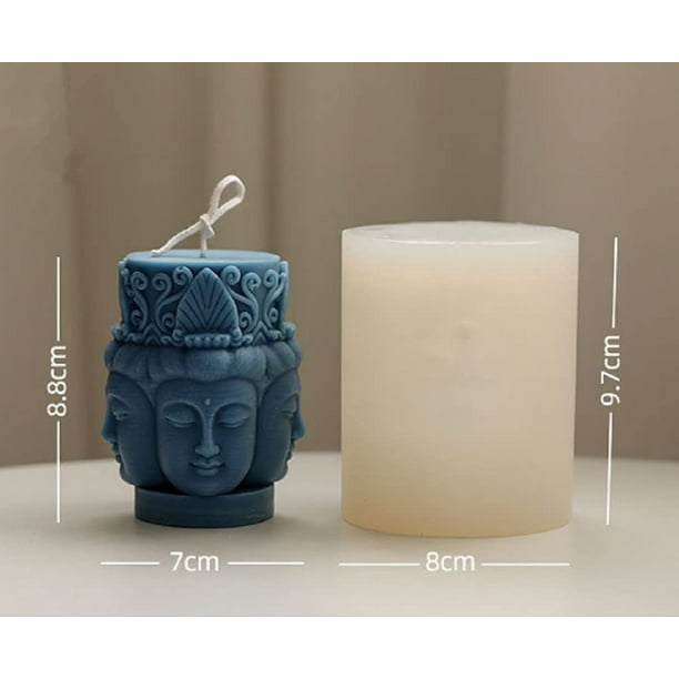 Molde de silicona de cuatro caras para velas de Buda Avalokitesvara, molde  de silicona para hacer velas 3D, resina Eposy, yeso, manualidades, moldes