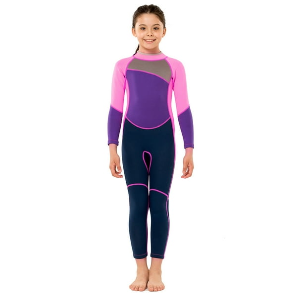Traje de neopreno para niñas de 0.098 in, traje de buceo de cuerpo  completo, traje de una pieza con protección UV, color morado, talla L