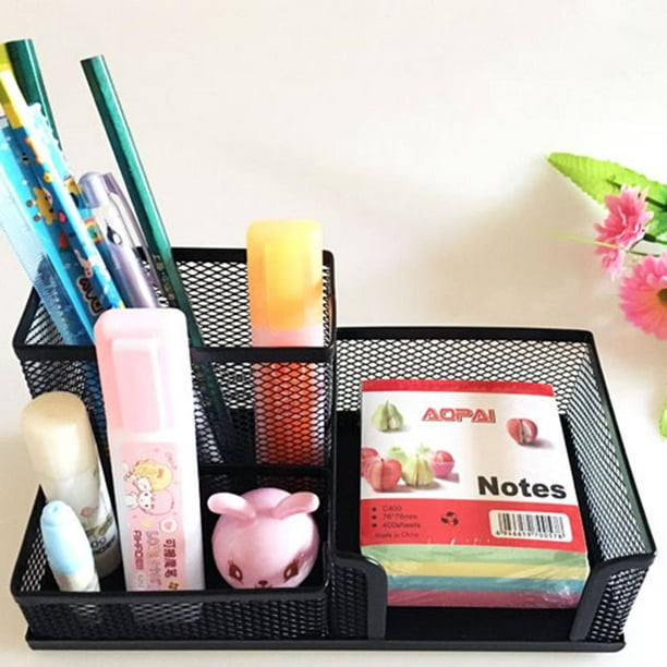 Juego de organizador de escritorio de oro rosa para suministros y  accesorios de oficina en casa, incluye bolígrafo de alambre de malla,  lápiz, tarjeta