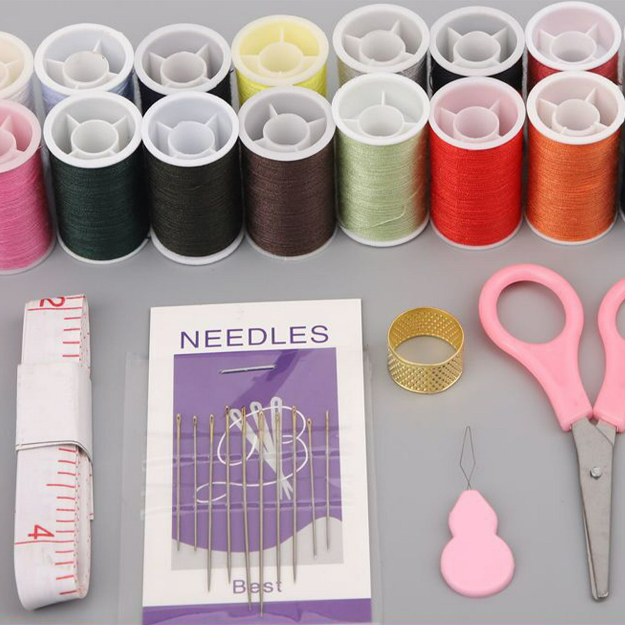 Organizador De Suministros De Costura Caja de costura de doble capa  portátil que incluye agujas, tijeras y otras herramientas de costura