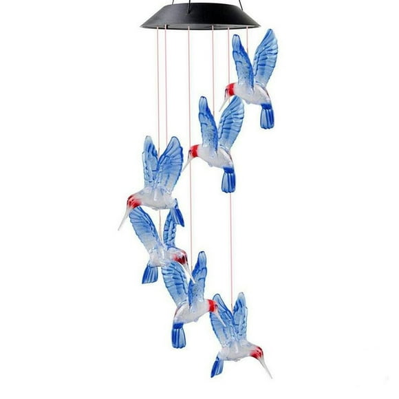 solar powered wind chimes light props led hummingbird for yard outside porch sunnimix luz de campanillas de viento