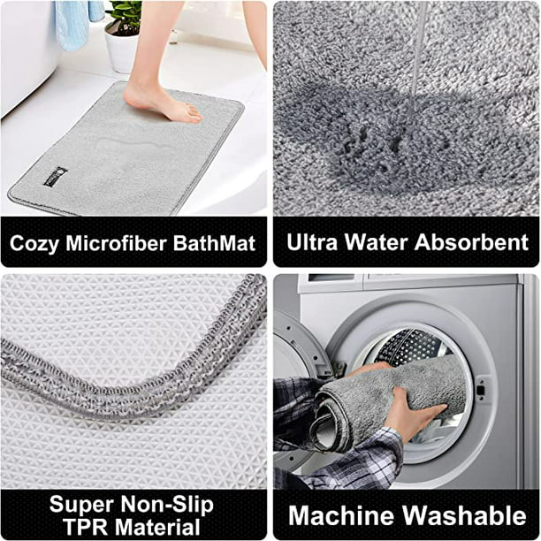 Alfombrilla de baño antideslizante de color, alfombrilla de baño de  microfibra suave, alfombrilla de ducha absorbente lavable a máquina, 40 x  60 cm, gris