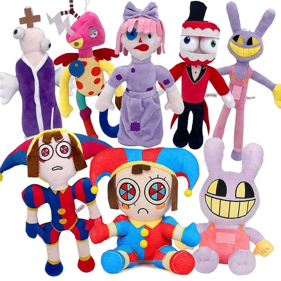 8 uds de muñecos de peluche pomni jax regalo de seguidor del juego the amazing digital circus dolls 18cm