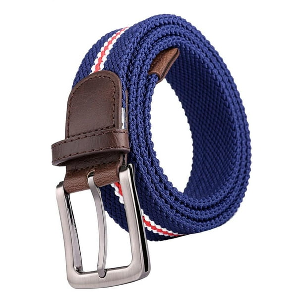 Cinturones de lona para hombre, de color sólido, casual, con agujeros,  cinturón de tela tejida