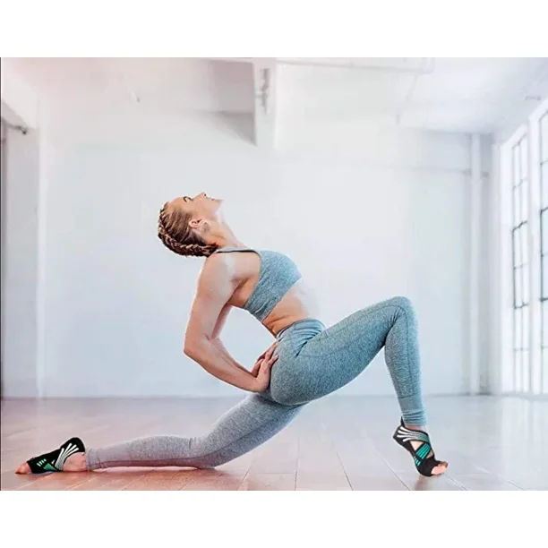 Calcetines de yoga sin dedos para mujer, antideslizantes, para pilates –