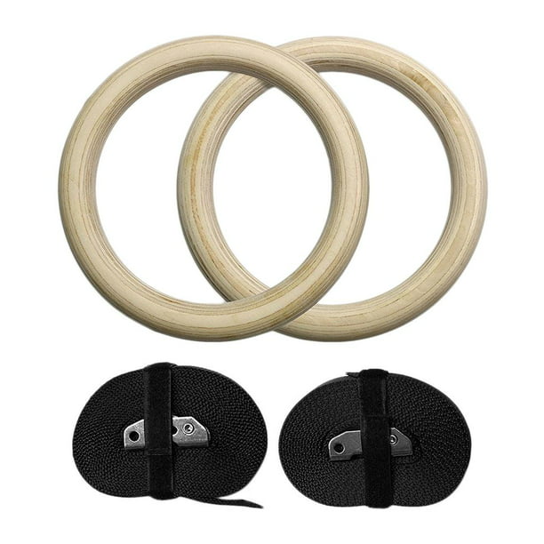 1 par de anillos de entrenamiento de madera para gimnasia, anillos de  gimnasia olímpica, anillos de gimnasia ajustables, suspensión para gimnasio  en