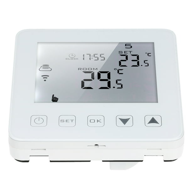 Termostato clásico para calefacción eléctrica 16A, termostato de Caldera  empotrada Pantalla LCD retroiluminada (Caja incluida) (NO-WiFi)