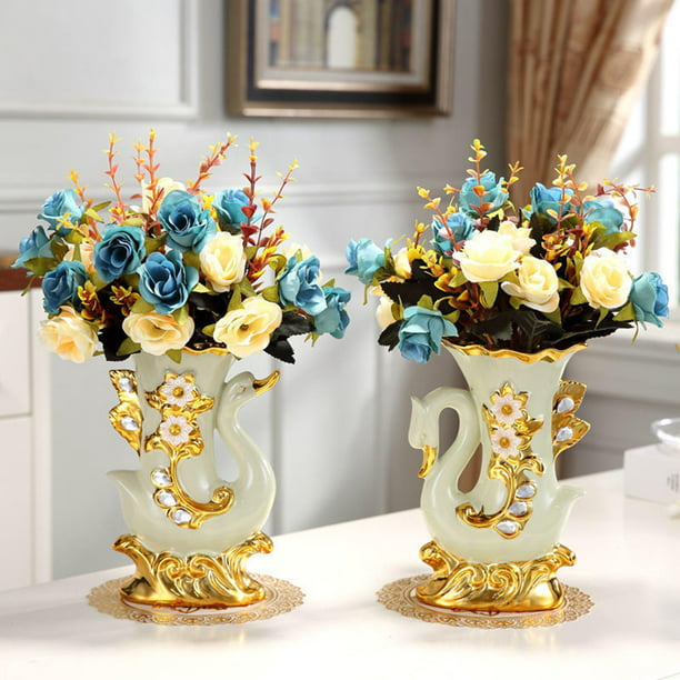 Jarrones modernos para decoración, jarrones decorativos para el hogar para  flores, jarrón de oro blanco para decoración de estantes, decoración de