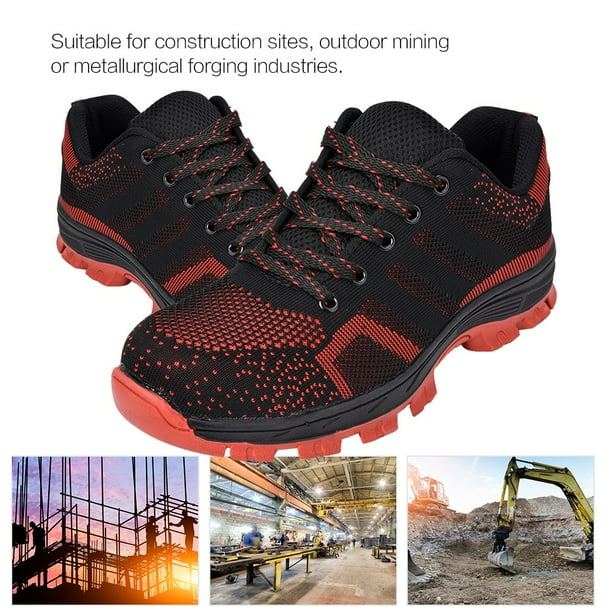 Zapatos de seguridad Hombres,Entrenadores de trabajo Botas de acero para  construcción Botas de construcción Transpirable Ligero Industria