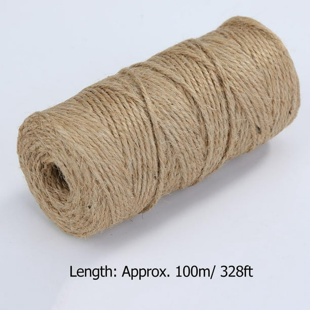 2 rollos de cuerda de yute natural de 656 pies x 0.118 in, cuerda de cáñamo  de 0.118 in de grosor, cuerda de cáñamo torcida 100% natural para torre de
