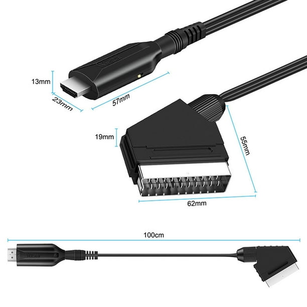 Cable convertidor a , entrada con Cable USB, adaptador de Audio y vídeo  portátil Flexible de 1M de longitud, 1080P/720P, para Sunnimix Convertidor  SCART a HDMI