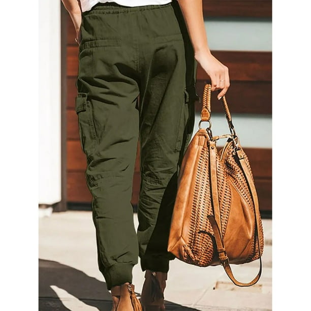 Pantalones de tiro medio para mujer Pantalones cargo para mujer