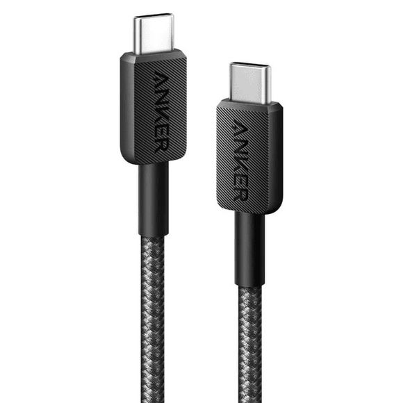 cable usb cc anker 322 trenzado nylon 1mt carga rápida 60w negro