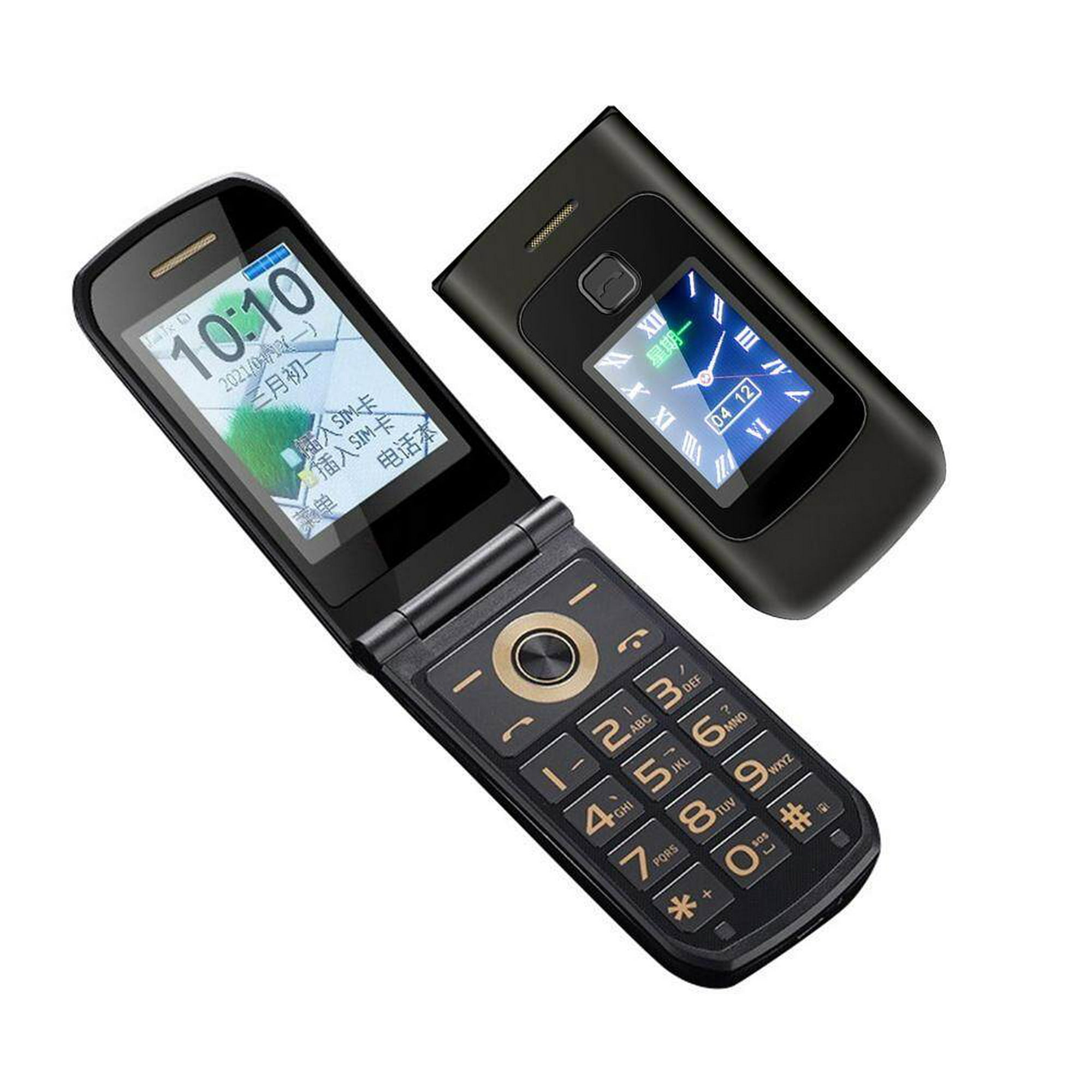 Teléfono con tapa para personas mayores, 2G desbloqueado, teléfono celular  con tapa grande, fuente grande, 4800 mAh, pantalla doble, sonido claro para