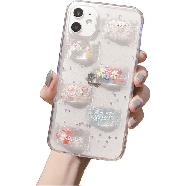  BOFTALE Funda compatible con iPhone 11 transparente, hecha a  mano con brillantina, diseño delgado, suave, bonita funda de TPU para niñas  y mujeres, compatible con iPhone 11 de 6.1 pulgadas 2019 (