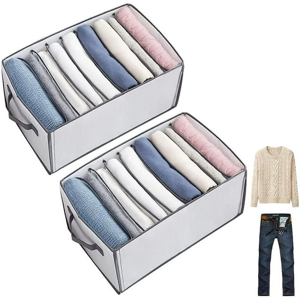 Armario organizador de ropa 2 piezas caja de almacenamiento plegable  sistema de organización armario apilable reforzado caja organizadora para  pantalones, jeans, camiseta Feliz Sencillez