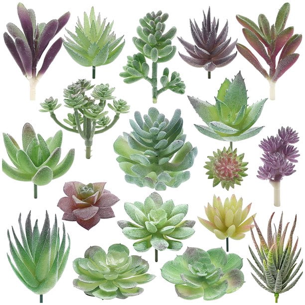 18 piezas de plantas suculentas artificiales, mini suculentas falsas,  reutilizables, simulación suculenta, cabeza de flor falsa