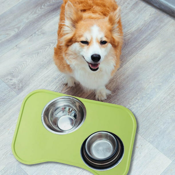 Tapete para perros para comida y agua, 2 piezas con forma de hueso, tapete  antideslizante de alimentación de PET para debajo de los cuencos de perro