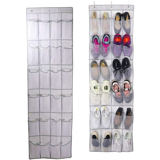 Zapatero colgante, organizador de zapatos sobre la puerta Ahorro de espacio  Zapatero sobre la puerta 24 bolsillos de ahorro de espacio con 3 ganchos