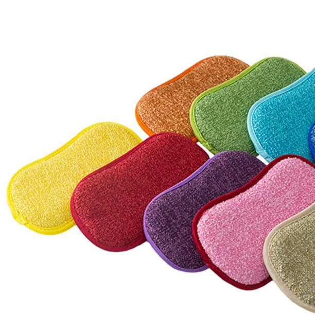 Cabilock 10 trapos de tela de rizo de esponja fuerte, secado rápido,  toallas de cocina, esponjas de lavado de platos, cepillo de platos de  poliéster