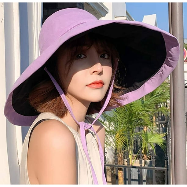 Sombrero de sol para mujer, plegable, con protección solar UV, ala ancha, gorra de playa Ormromra HMYH206-3 | Walmart