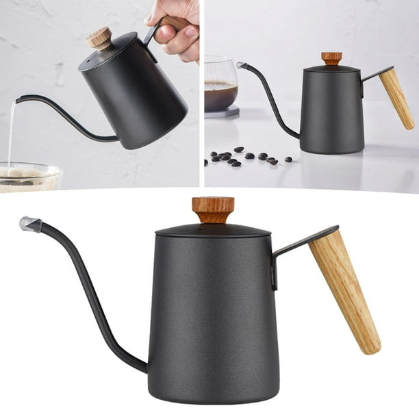 Tetera de Acero Inoxidable con para Goteo de Café de 550ml, Color Negro ,  Negro+温度计 BLESIY verter sobre la tetera de café