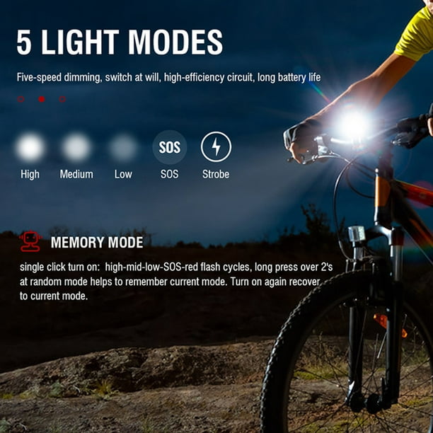 Luces traseras de bicicleta, 5 LED luz trasera para bicicleta de montaña,  accesorios de ciclismo de seguridad