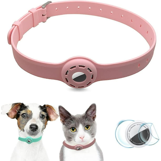 Airtag Dog Collar Holder Airtag Cat Collar con 1 película protectora Hd  9-19.5inch Soft Silicone Dog esquí