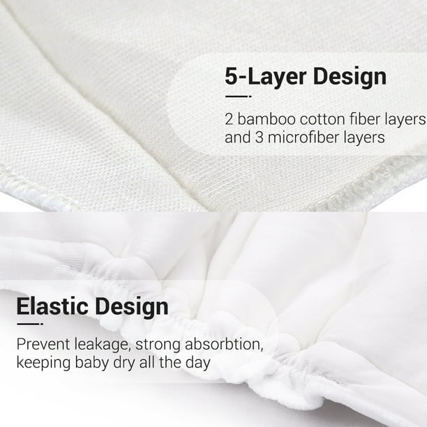 pantalones Pañales de tela para bebés Paquete de 6 Diseño lavable ajustable  de 2 capas Resuable Diseño de absorción fuerte Almohadillas de pañales  suaves Cubierta para bebés Niños pequeños