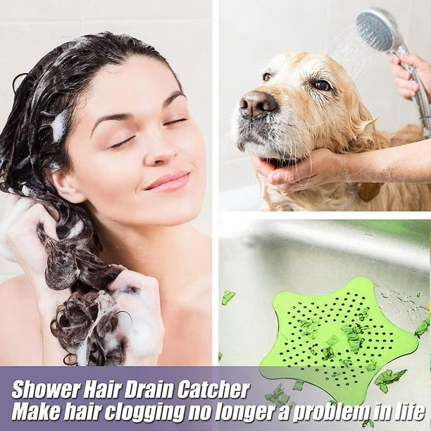 4 Pks Hair Catcher, tapón de silicona para el baño, tapas de desagüe de  ducha con 5 ventosas, fácil de instalar y limpiar para duchas y lavabos