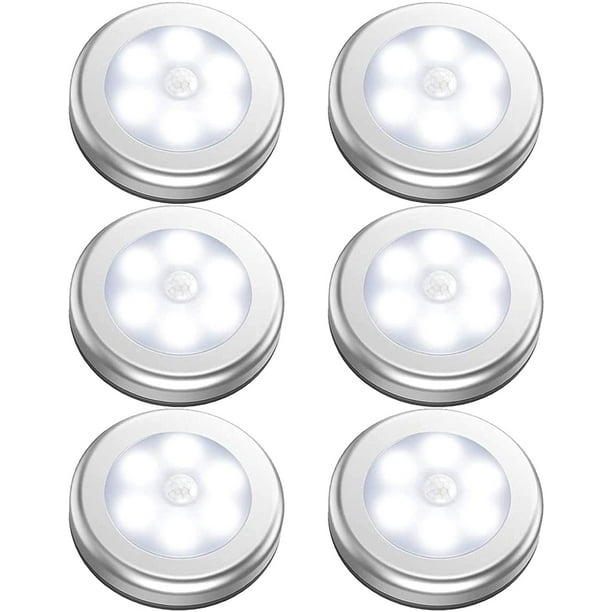 JM Paquete de 6 luces con sensor de movimiento a pilas para interior, luces  LED para armario, luz nocturna inalámbrica con pilas, apliques de pared  adhesivos para despensa, armario, cocina, escaleras, pasillo